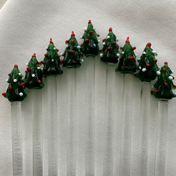 George Briard Glass Christmas Tree Swizzle Stir Sticks - Picture 1 of 2